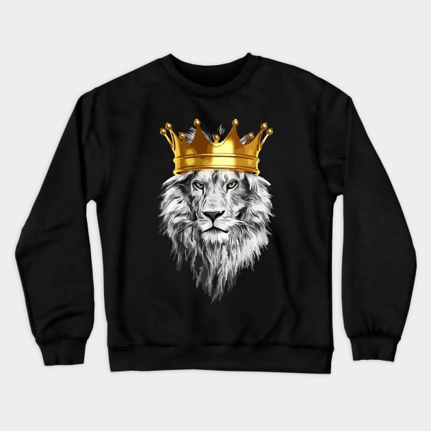 Lion with Crown for lion fans Crewneck Sweatshirt by Shirtttee